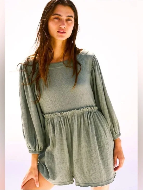 Free People Beach Beyond Obsessed Romper Seaspray Size XL - Picture 2 of 12